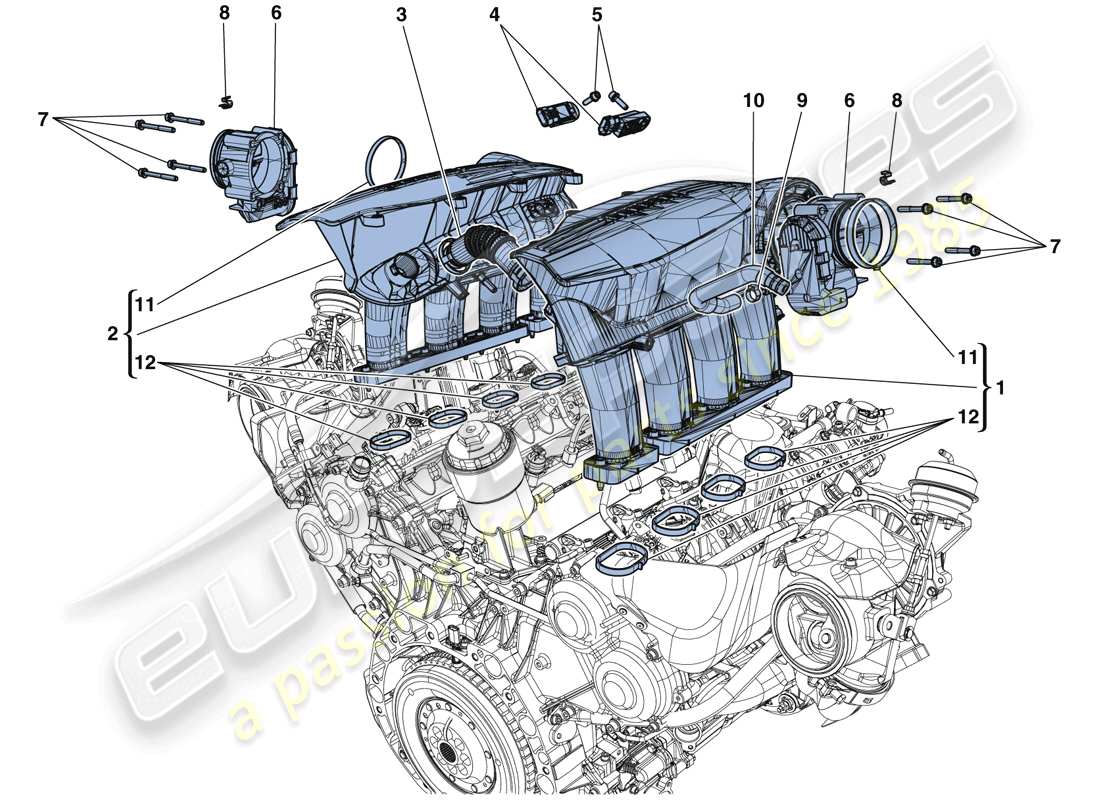 ferrari 488 spider (europe) ansaugkrümmer - teilediagramm