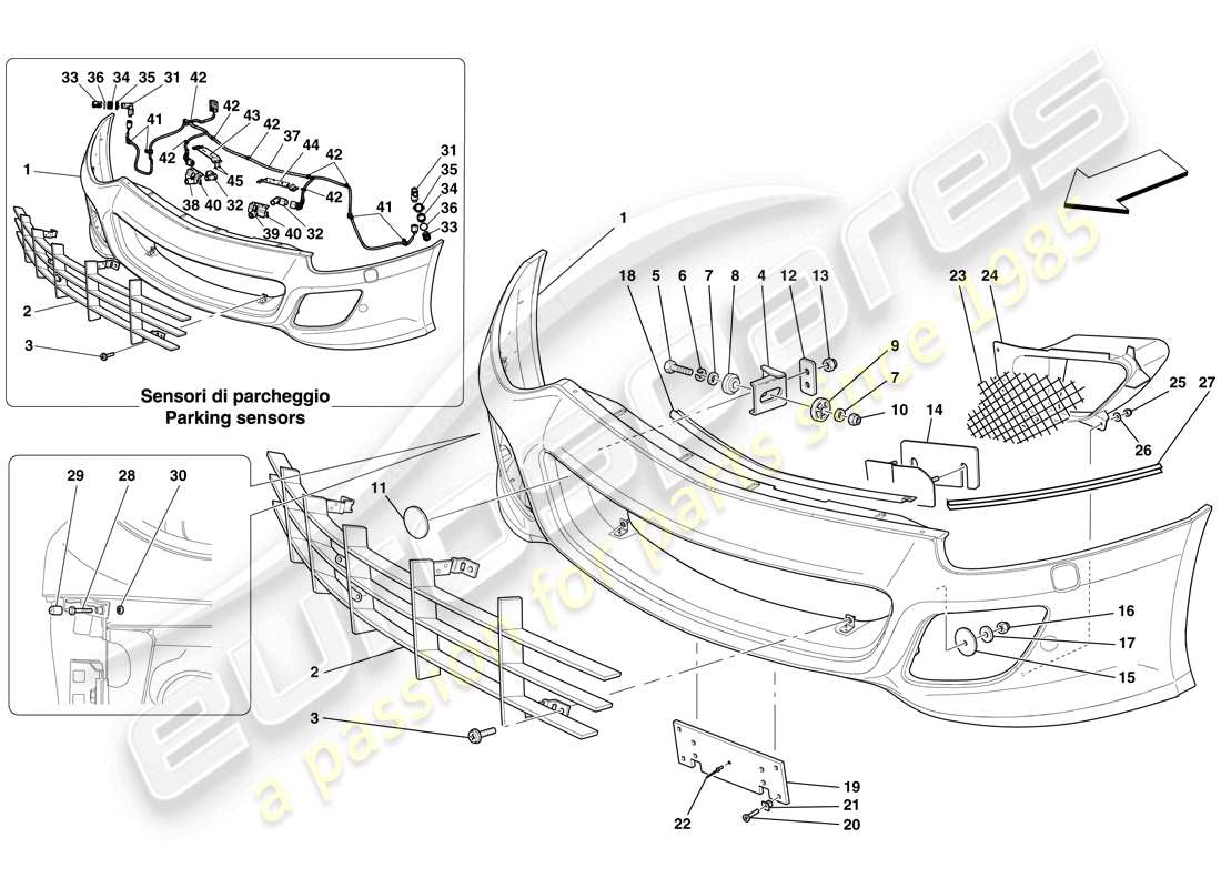 ferrari 599 sa aperta (rhd) frontstoßstange teilediagramm