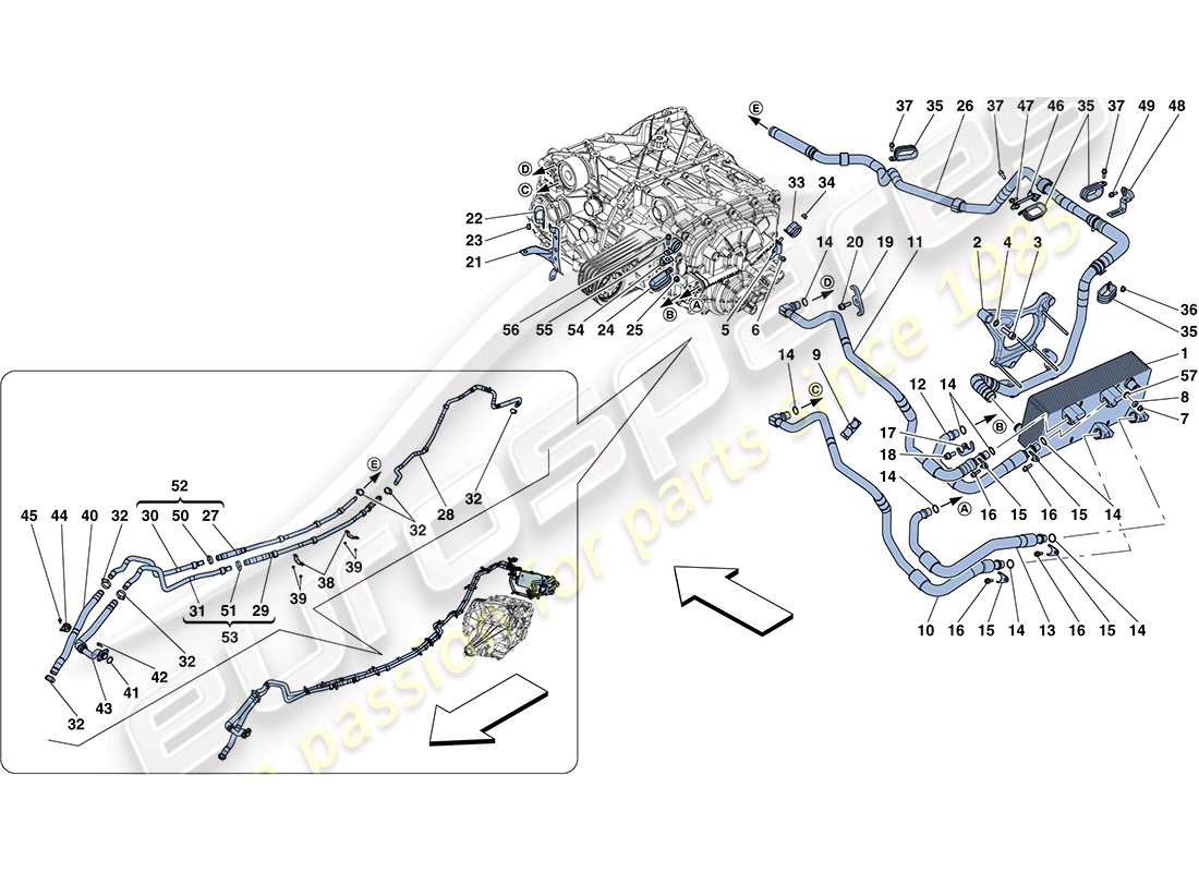 ferrari ff (europe) getriebeöl-schmierung und kühlsystem teilediagramm