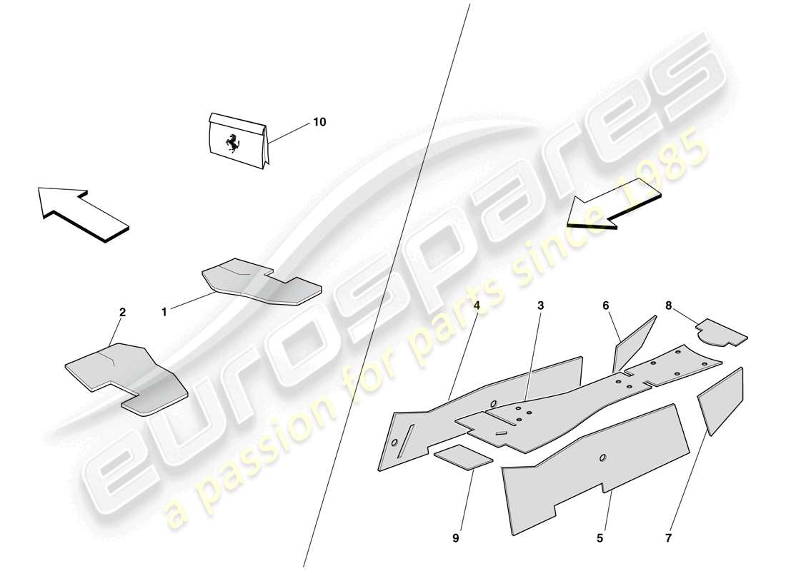 ferrari 599 gto (usa) isolierung des fahrgastraums teilediagramm