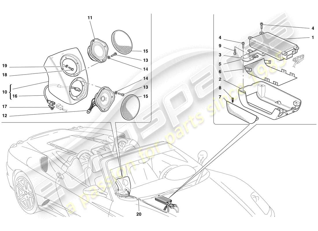 ferrari f430 spider (usa) funkverstärkersystem teilediagramm