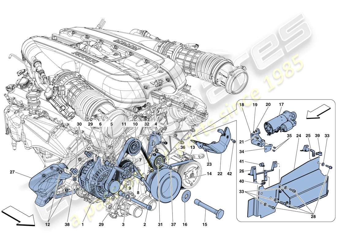 ferrari 812 superfast (rhd) lichtmaschine - anlasser - ersatzteildiagramm