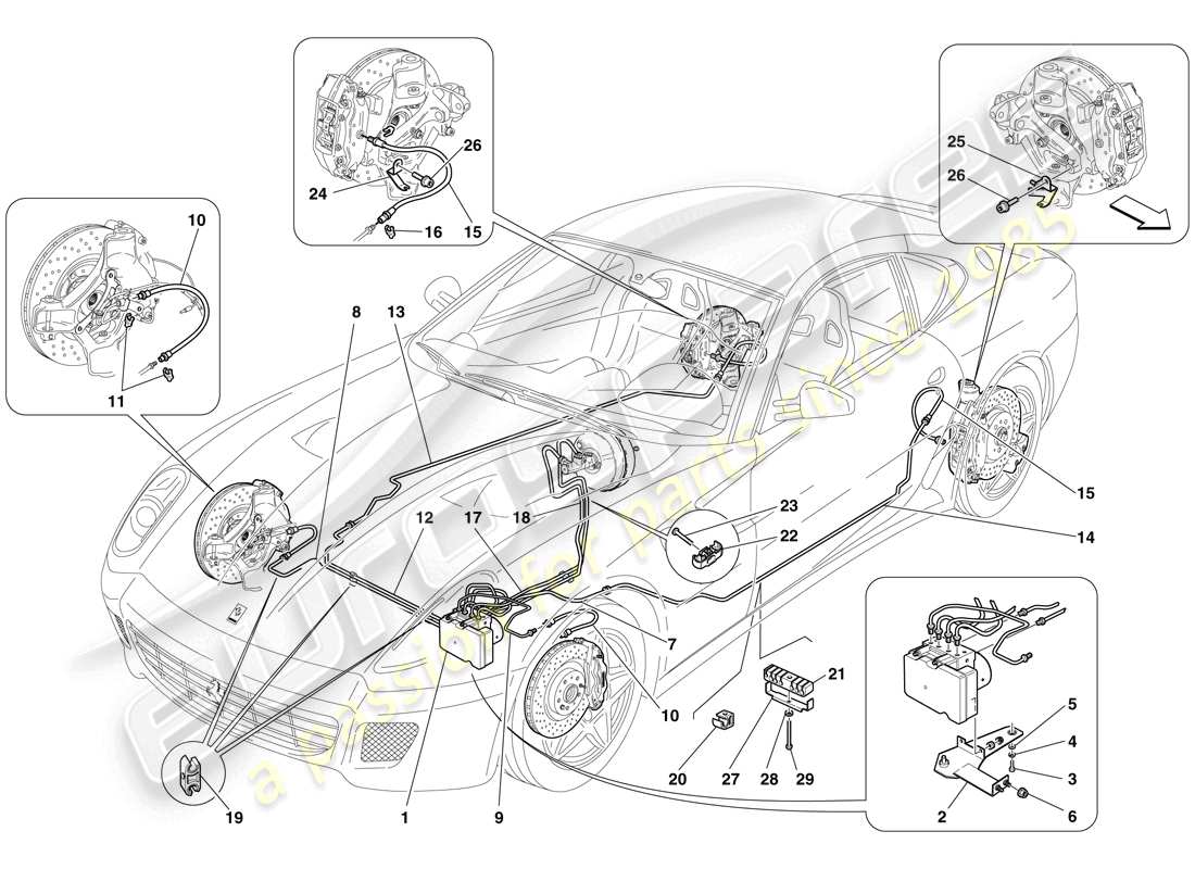 ferrari 599 gtb fiorano (usa) bremssystem teilediagramm