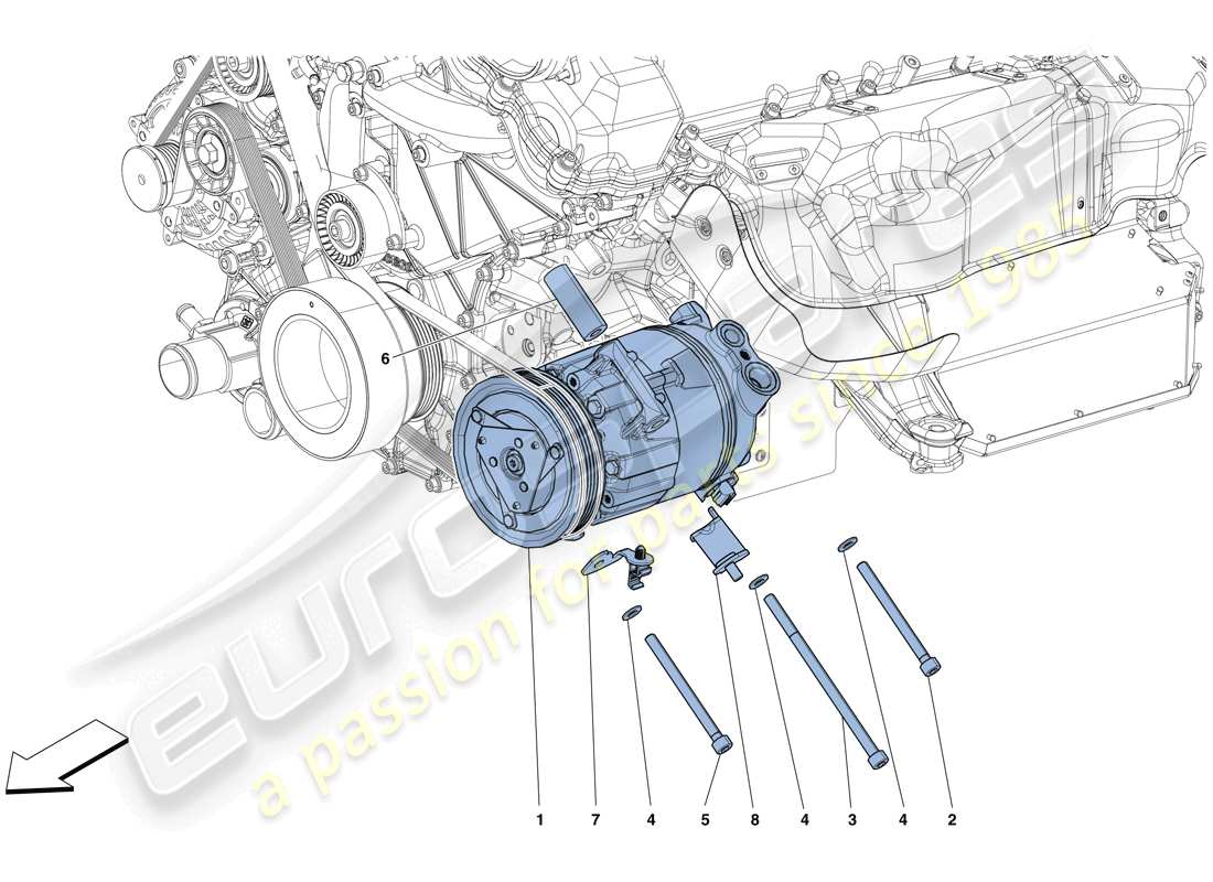 ferrari 812 superfast (europe) ac-system-kompressor - teilediagramm
