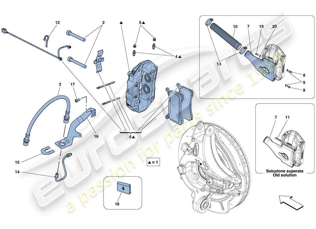 ferrari f12 berlinetta (rhd) hintere bremssättel ersatzteildiagramm