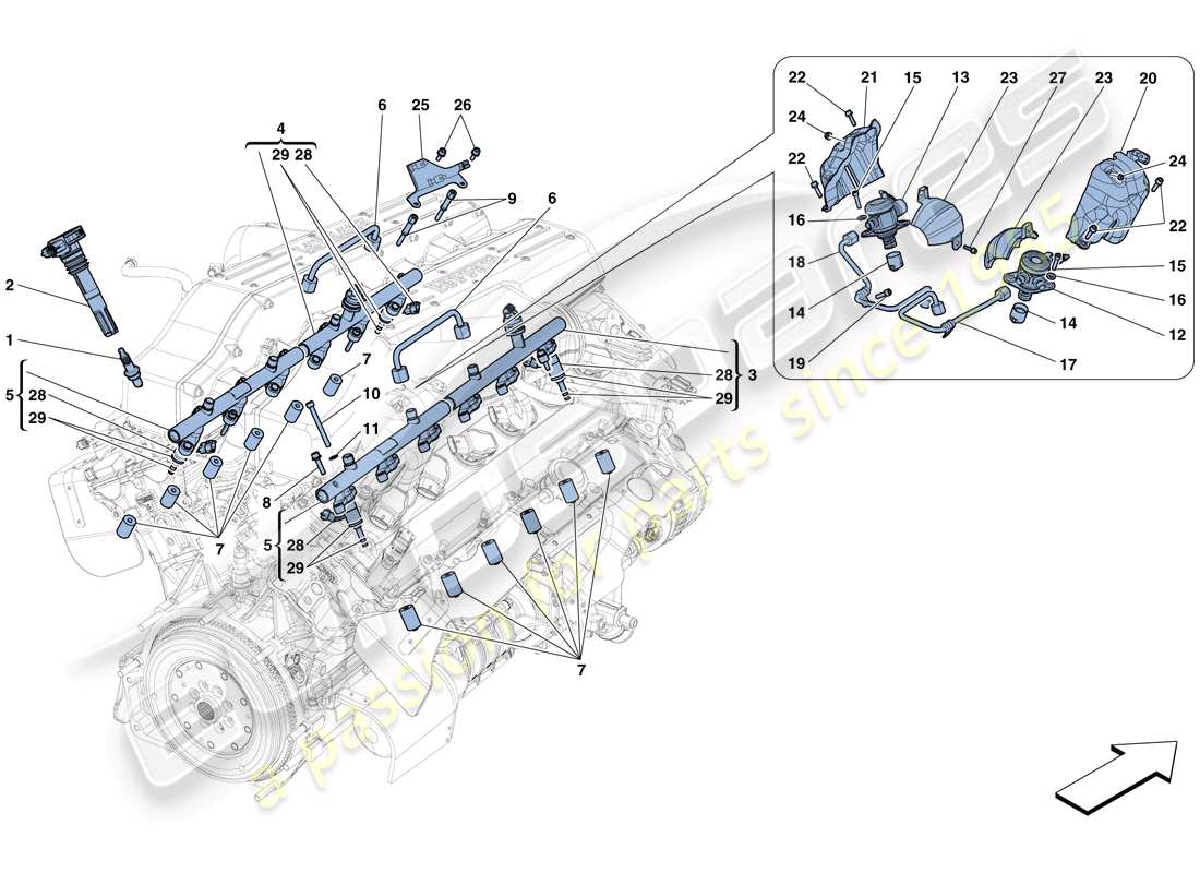 ferrari gtc4 lusso (europe) einspritz-/zündsystem - teilediagramm