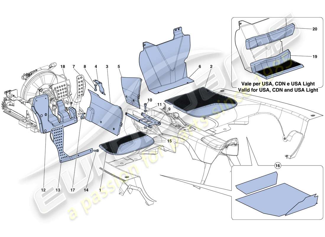 ferrari laferrari aperta (europe) fahrgastraummatten ersatzteildiagramm