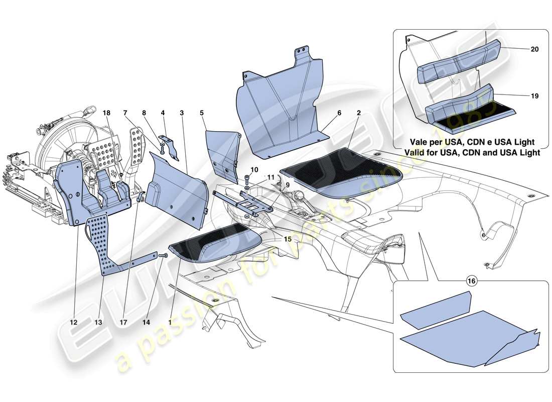 ferrari laferrari aperta (europe) fahrgastraummatten ersatzteildiagramm