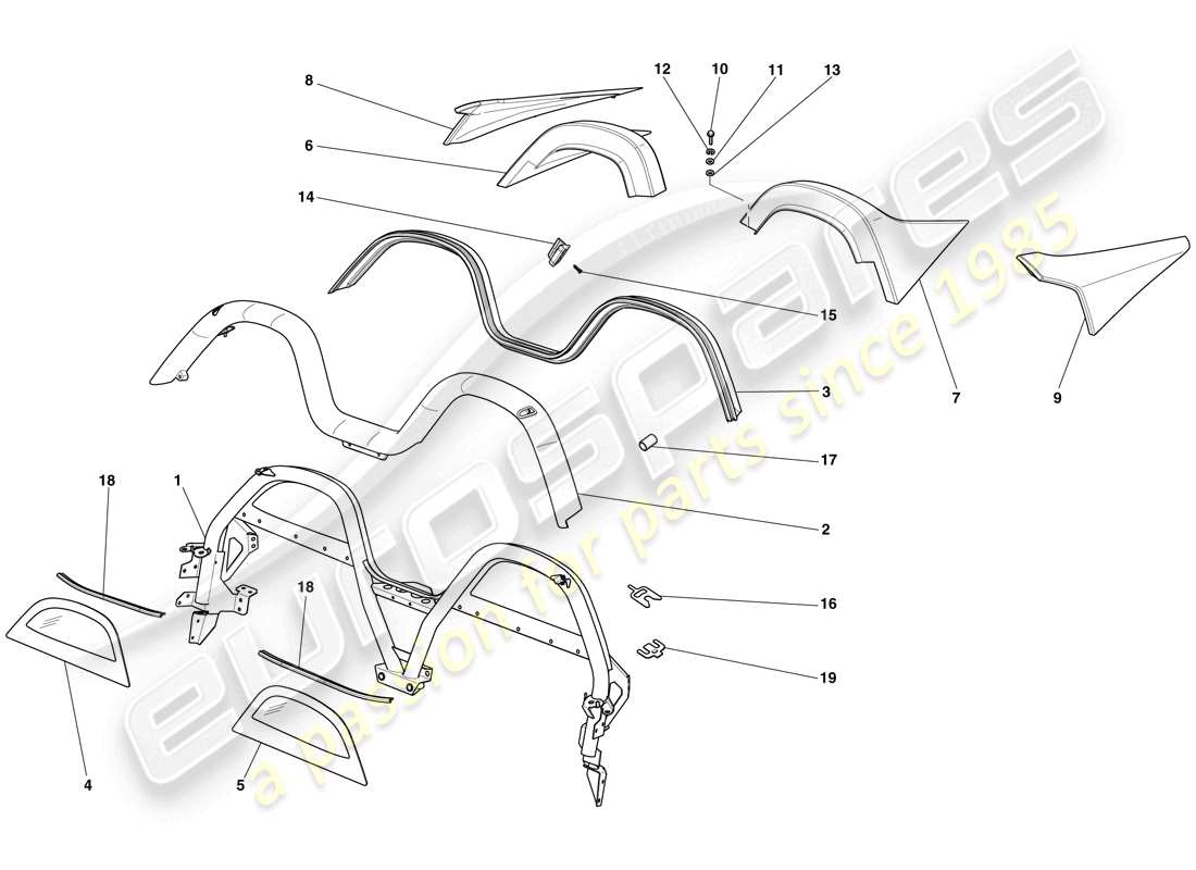 ferrari 599 sa aperta (europe) rollbar-ersatzteildiagramm