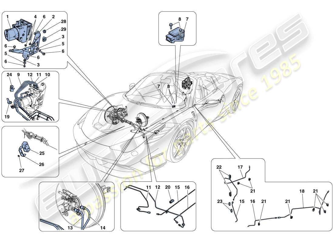 ferrari 458 speciale aperta (europe) bremssystem teilediagramm