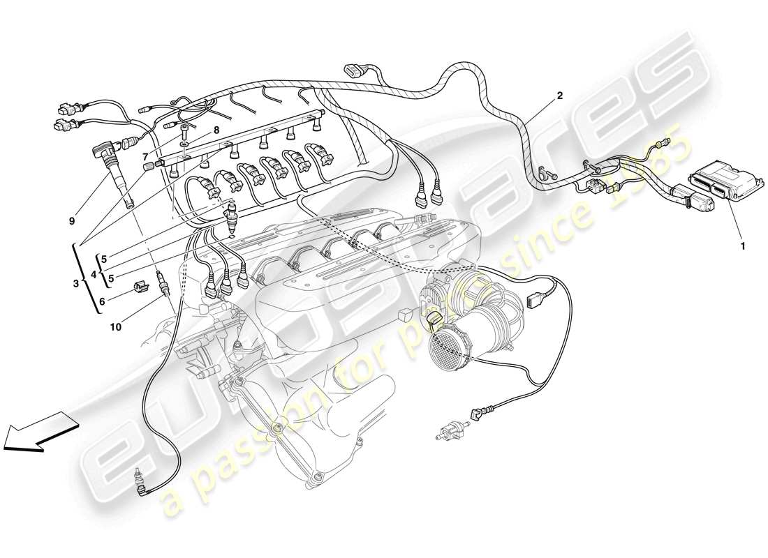 ferrari 599 gtb fiorano (usa) einspritz-/zündsystem - teilediagramm