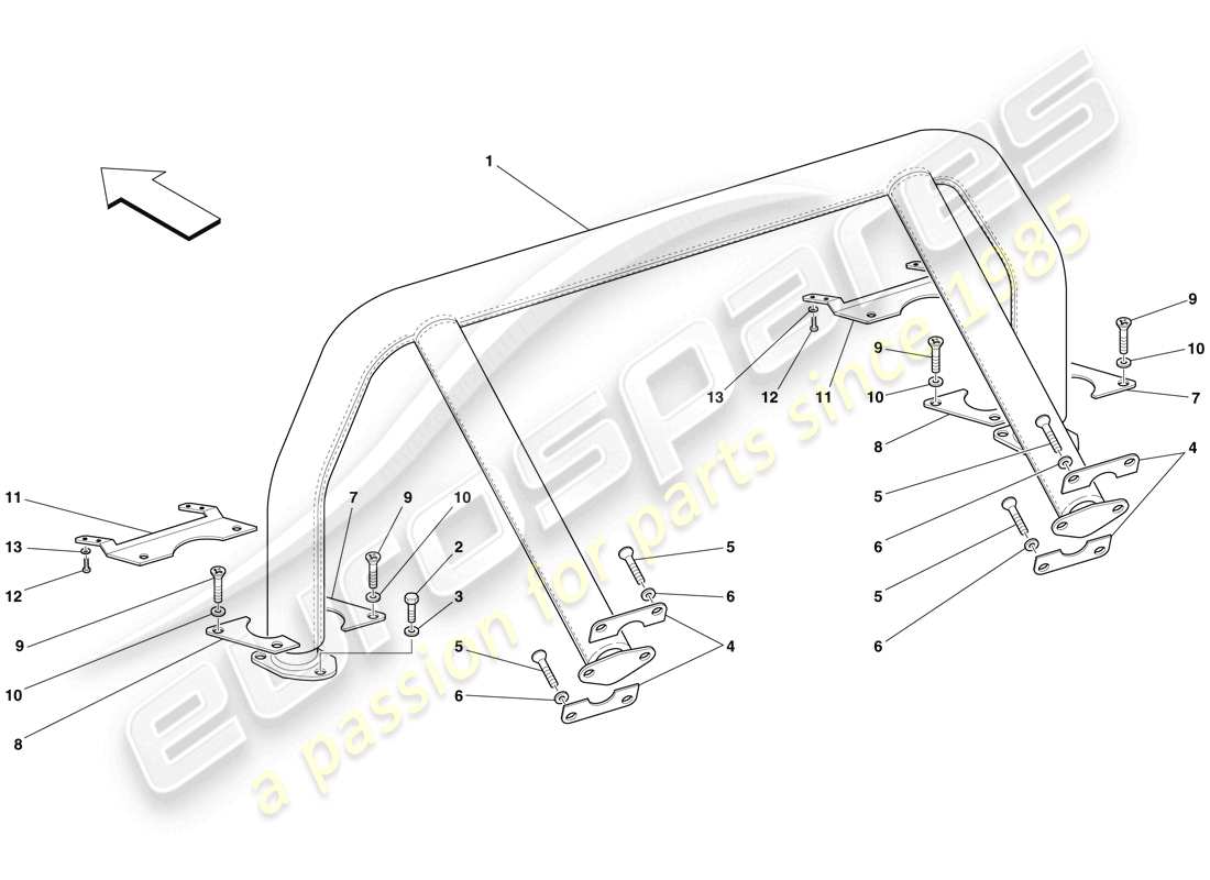 ferrari 599 gtb fiorano (usa) rollbar-ersatzteildiagramm