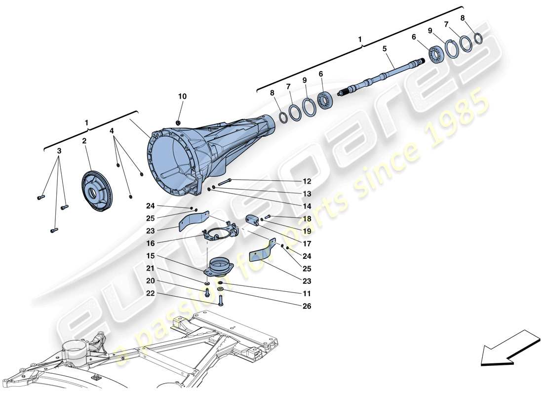 ferrari 812 superfast (europe) getriebegehäuse ersatzteildiagramm
