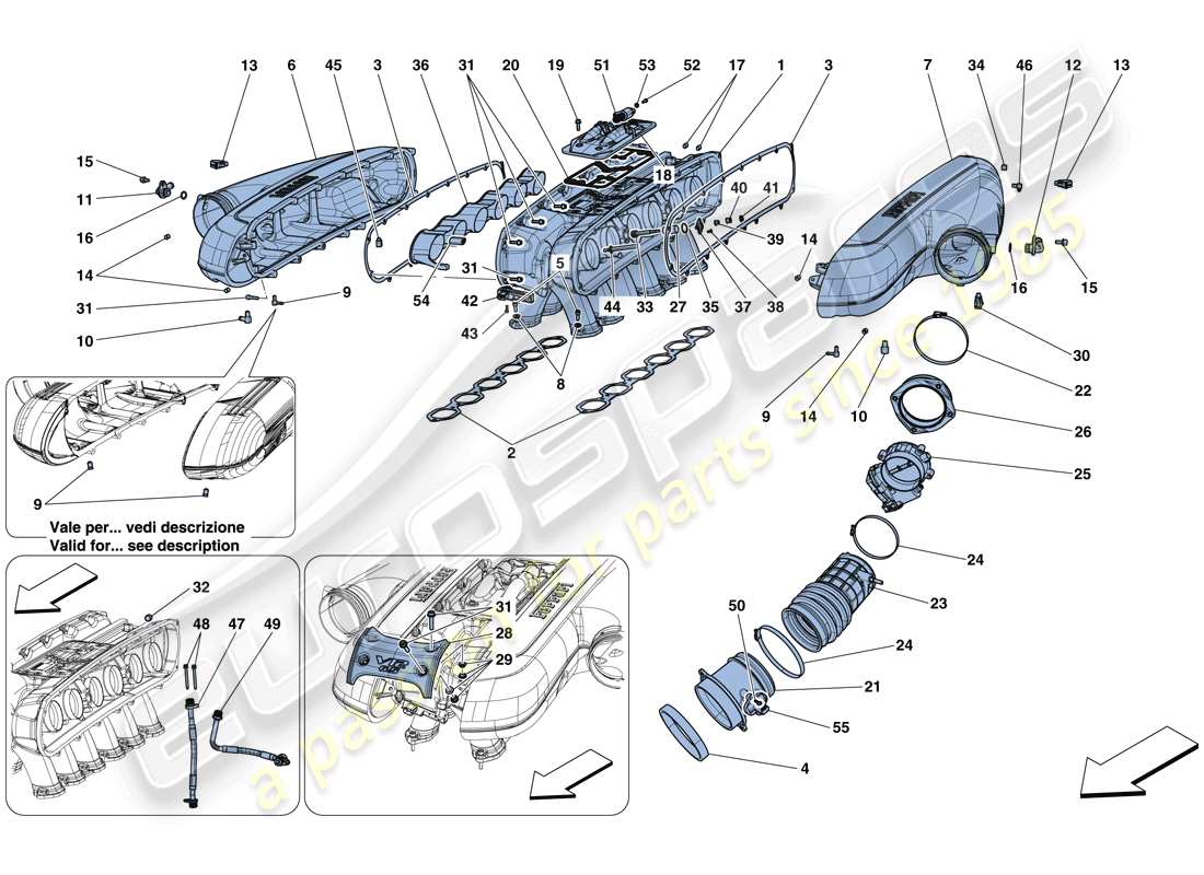 ferrari 812 superfast (europe) ansaugkrümmer - teilediagramm