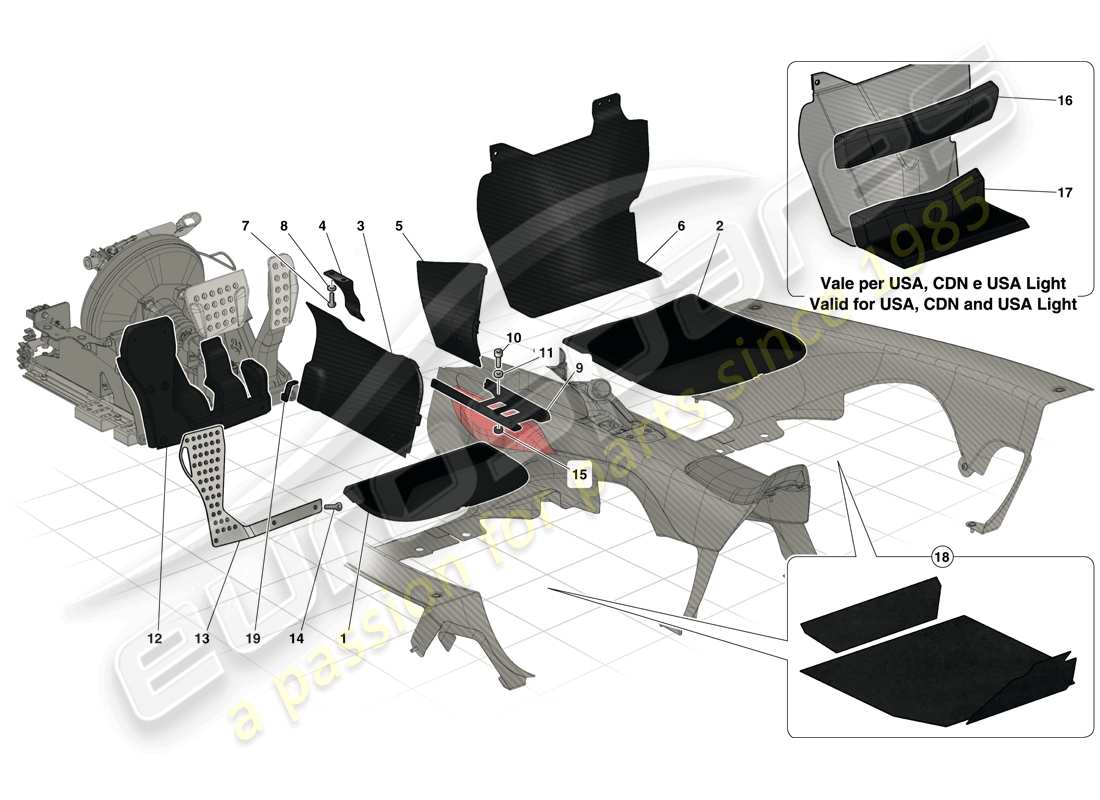 ferrari laferrari (europe) fahrgastraummatten ersatzteildiagramm