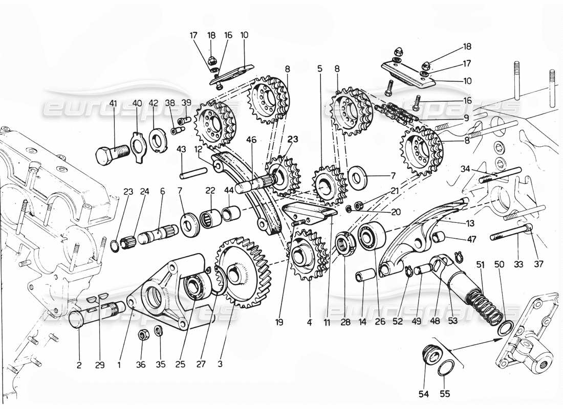 ferrari 365 gtc4 (mechanical) steuerketten - revisionsteilediagramm