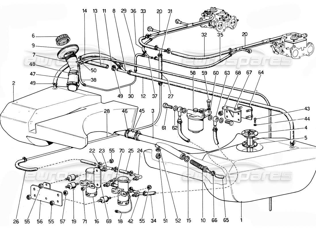 ferrari 365 gtc4 (mechanical) kraftstoffsystem - revisionsteilediagramm