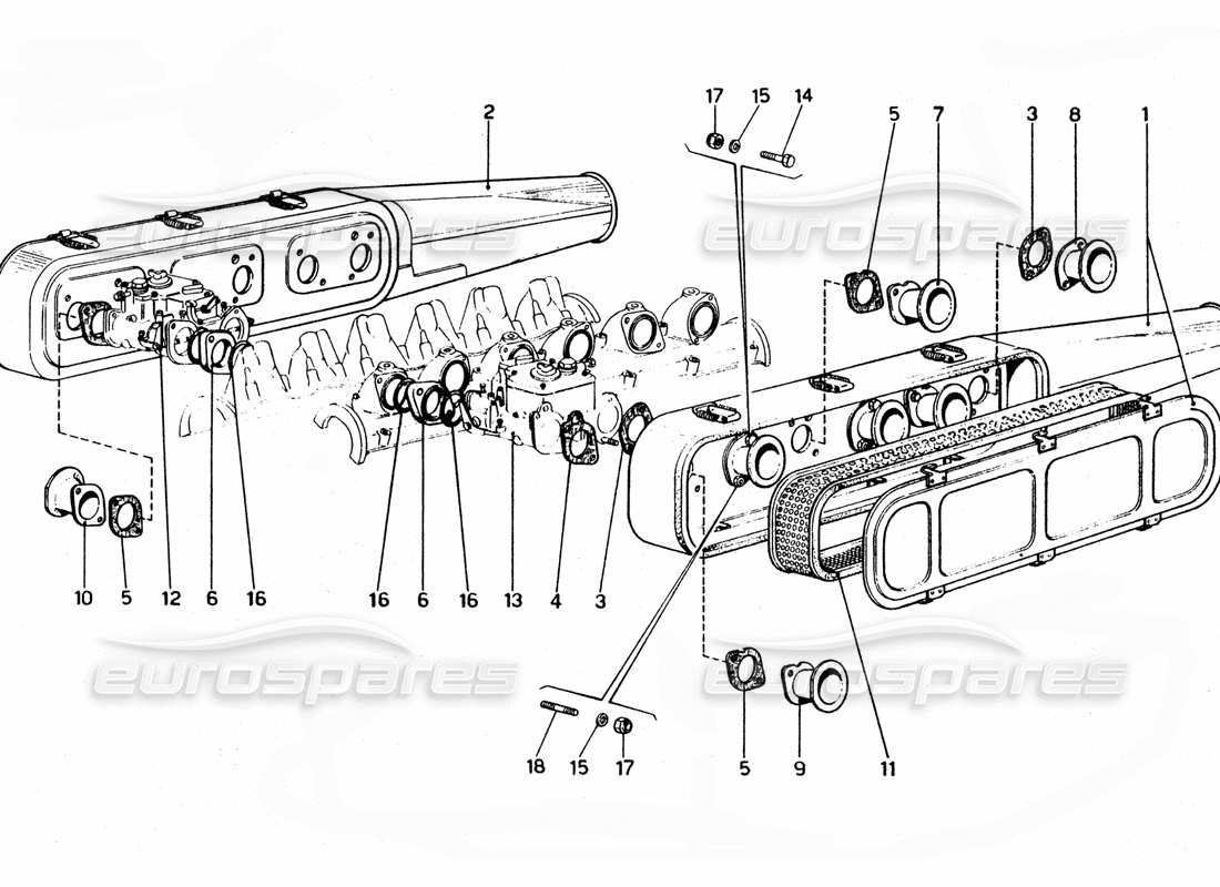 ferrari 365 gtc4 (mechanical) luftfilter - revision teilediagramm