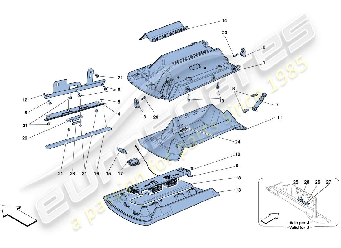 ferrari f12 berlinetta (rhd) handschuhfach ersatzteildiagramm
