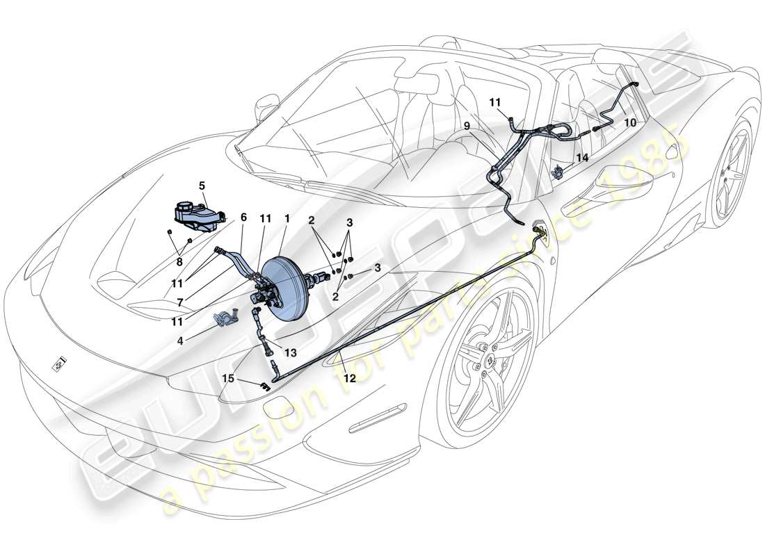 ferrari 458 speciale aperta (europe) servobremsensystem - teilediagramm