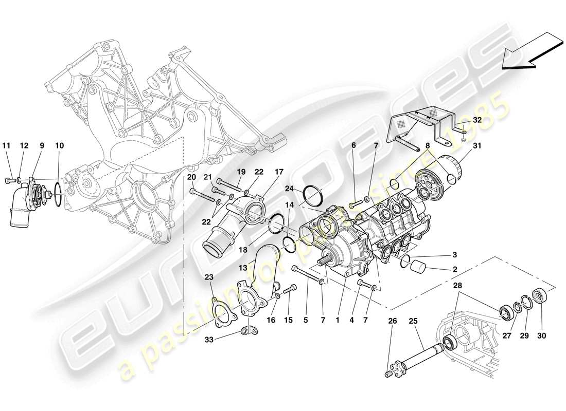 ferrari 599 sa aperta (rhd) öl-/wasserpumpe teilediagramm
