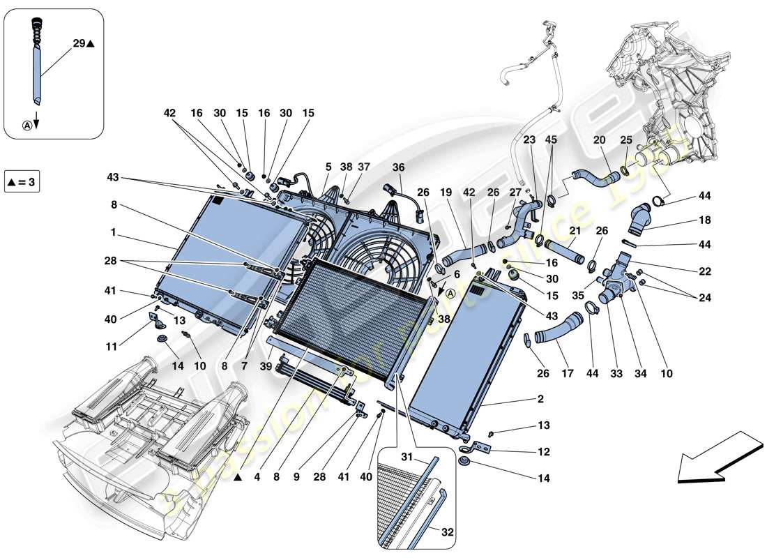 ferrari f12 berlinetta (europe) kühlung - kühler und luftkanäle ersatzteildiagramm