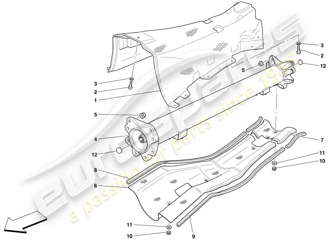 ferrari 599 gtb fiorano (usa) motor-/getriebeanschlussrohr und isolierung ersatzteildiagramm