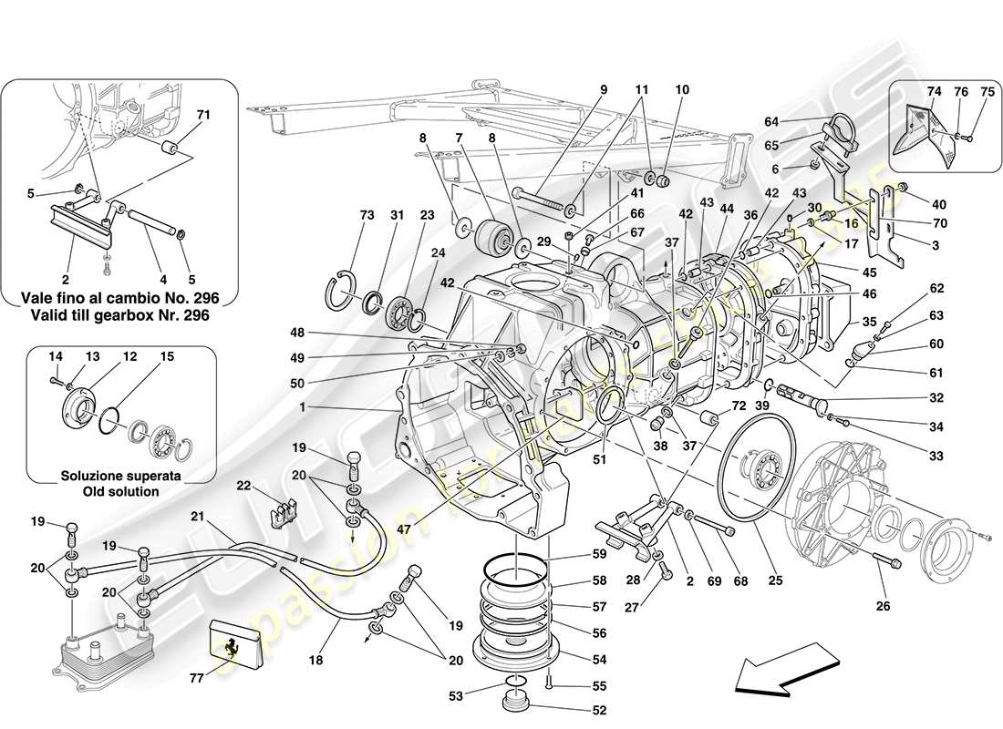 ferrari f430 coupe (usa) getriebe - abdeckungen ersatzteildiagramm