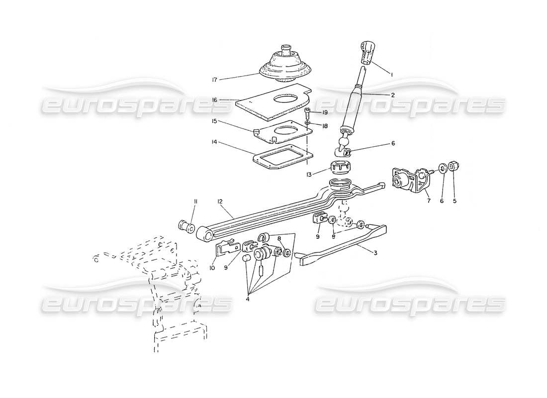 maserati ghibli 2.8 (non abs) teilediagramm für getriebe-außensteuerung