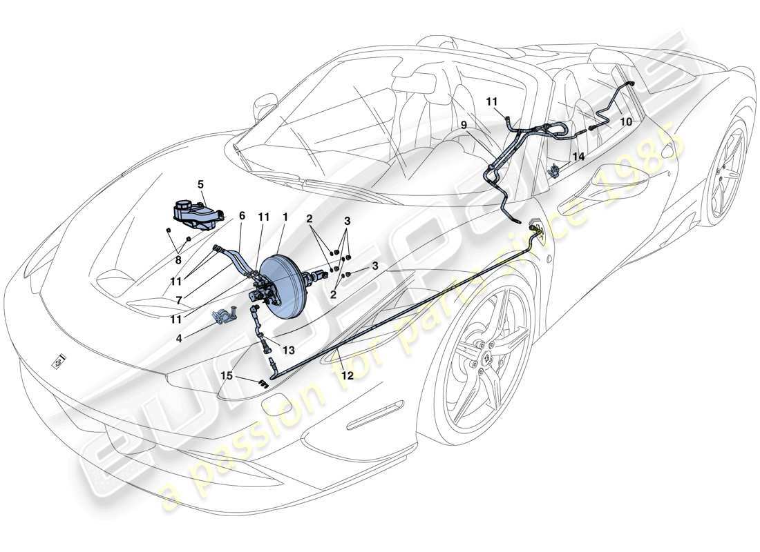 ferrari 458 speciale aperta (usa) servobremsensystem - teilediagramm