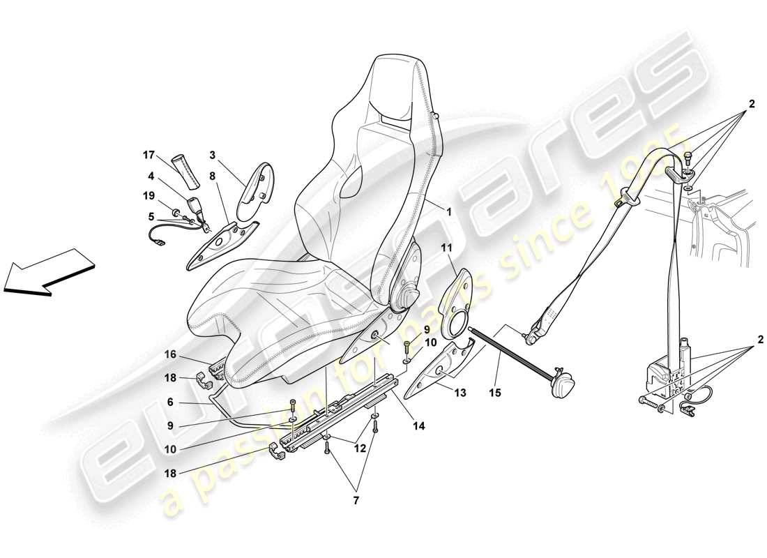 ferrari f430 spider (usa) rennsitz – optional teilediagramm