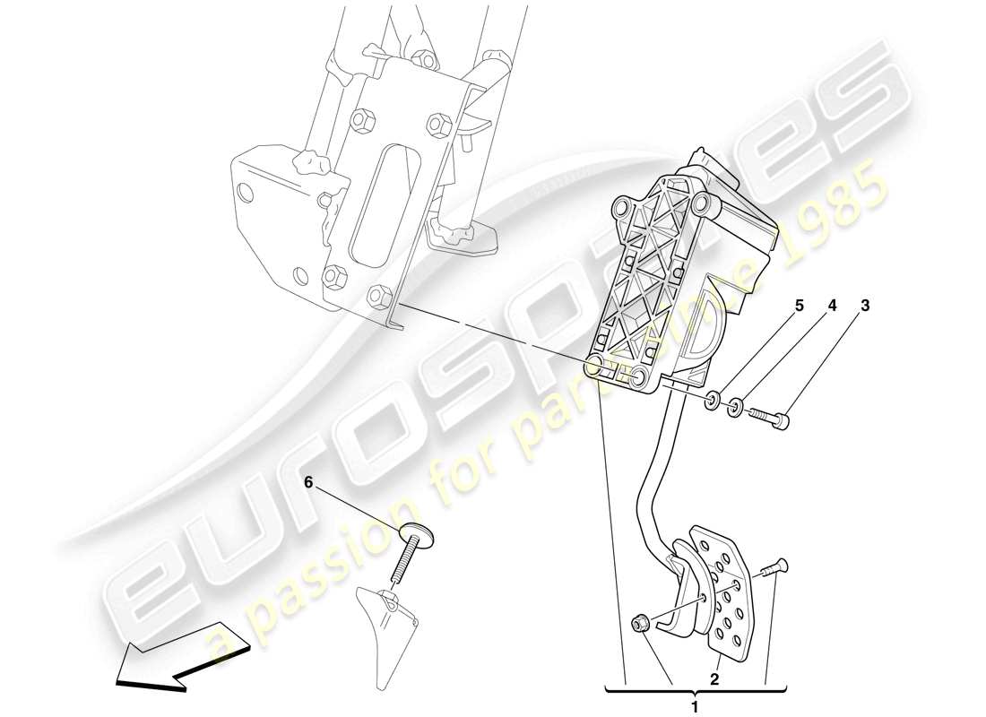 ferrari 599 sa aperta (rhd) elektronisches gaspedal teilediagramm