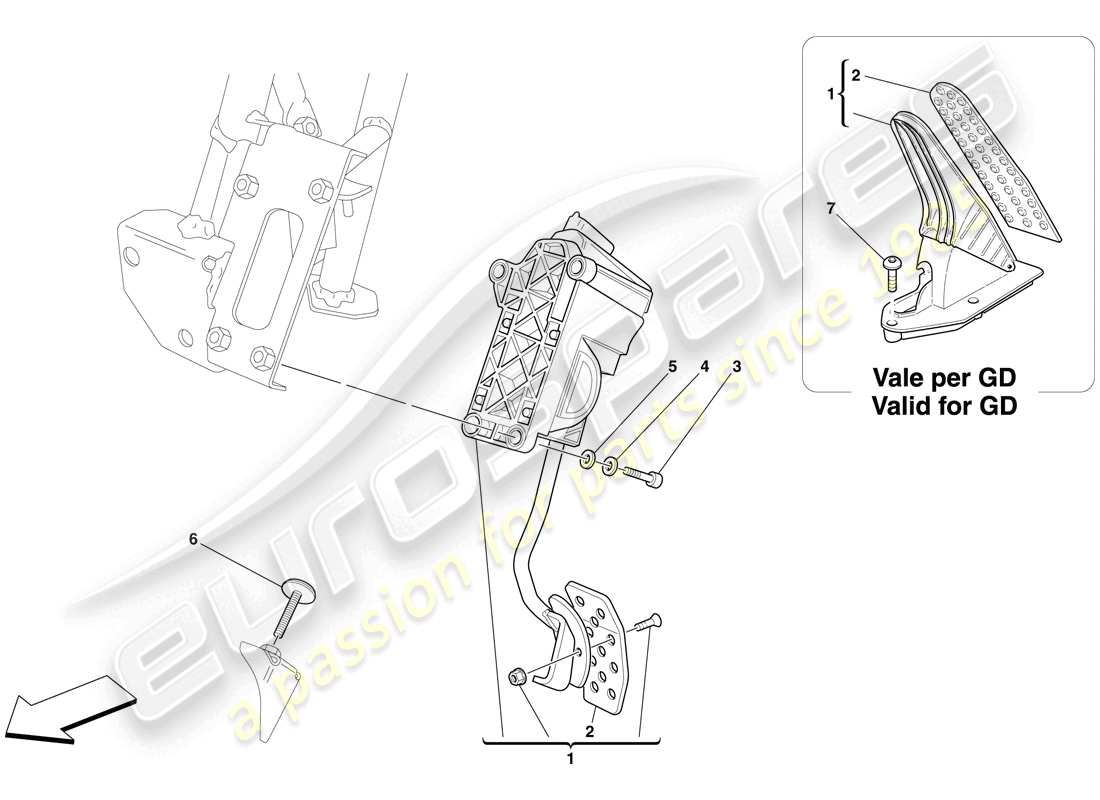 ferrari 599 gto (rhd) elektronisches gaspedal teilediagramm