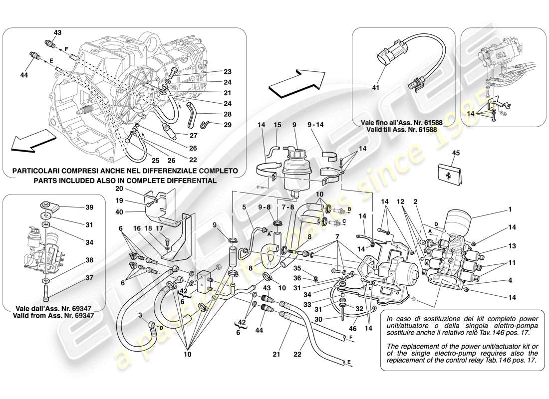 ferrari f430 spider (rhd) antriebseinheit und tank teilediagramm