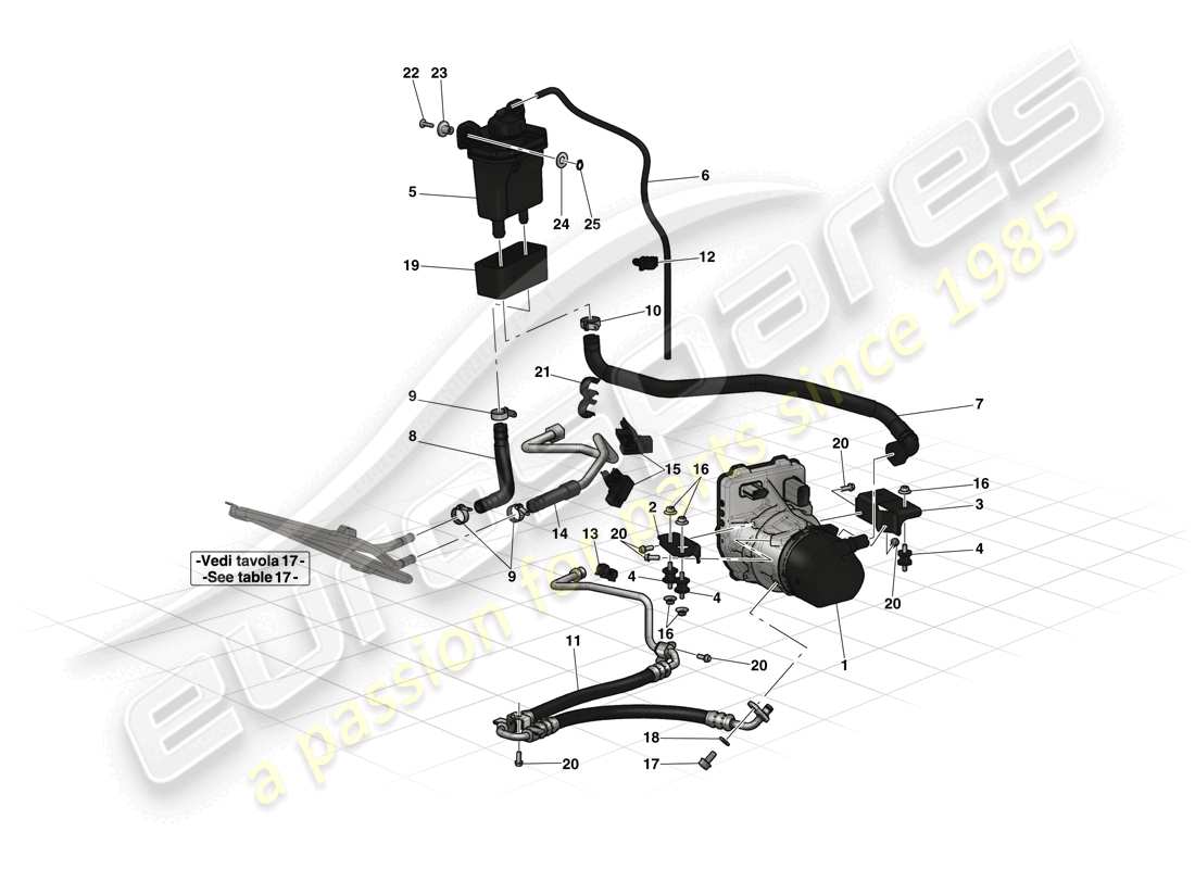ferrari laferrari (usa) servolenkpumpe und reservoir teilediagramm