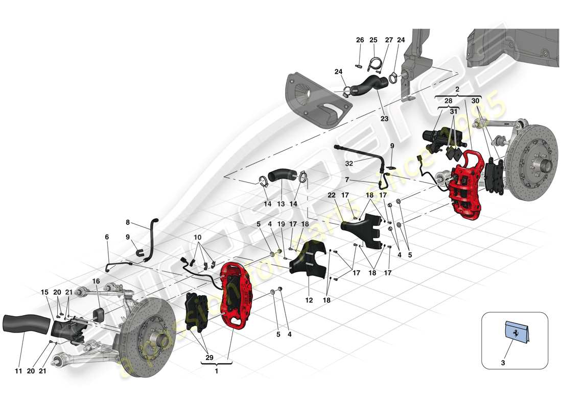 ferrari laferrari (usa) vordere und hintere bremssättel teilediagramm