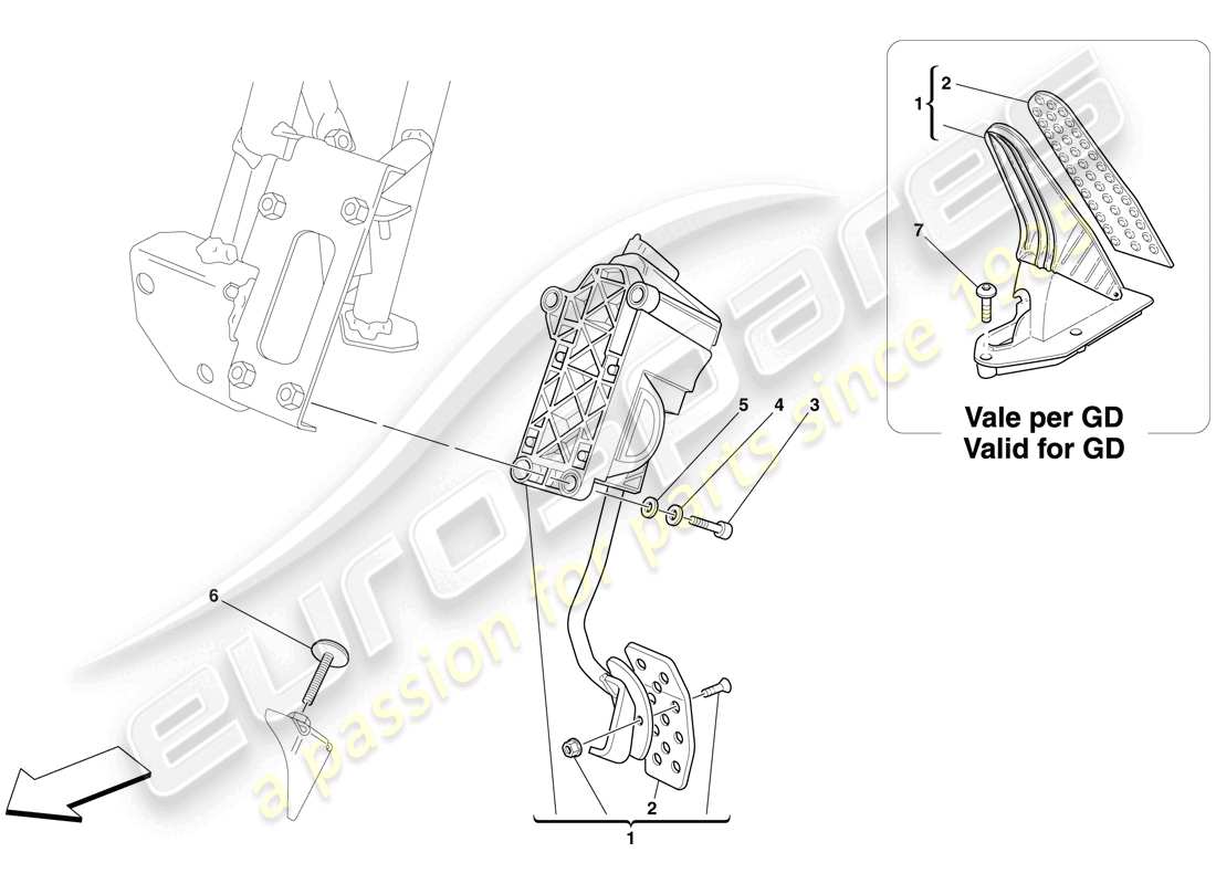 ferrari 599 gto (usa) elektronisches gaspedal teilediagramm