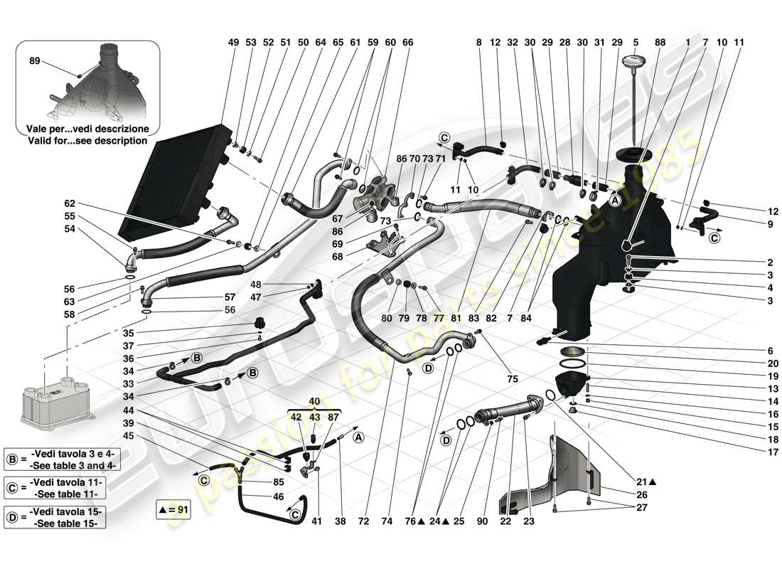 ferrari laferrari (europe) schmiersystem und öldampf-rückgewinnungssystem teilediagramm