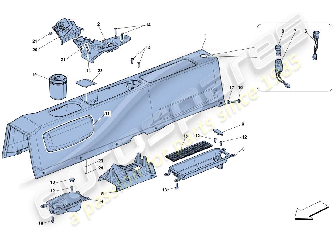ferrari 458 speciale (rhd) tunnel - unterkonstruktion und zubehör teilediagramm