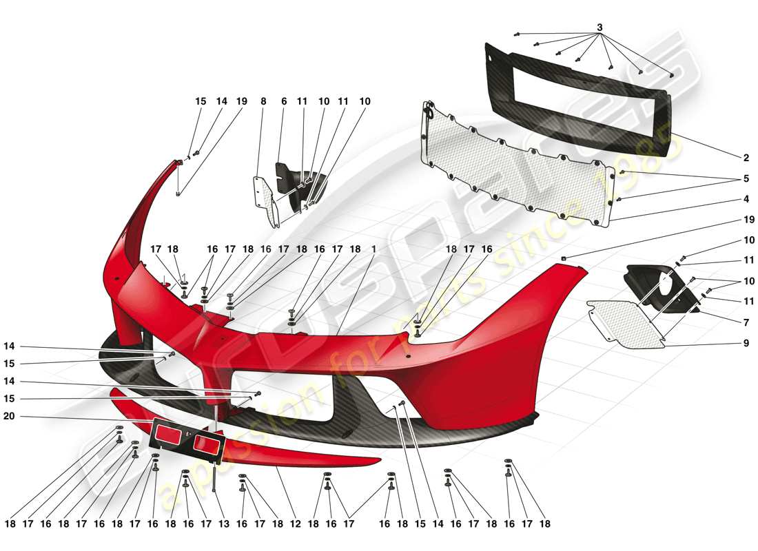 ferrari laferrari (europe) frontstoßstange teilediagramm