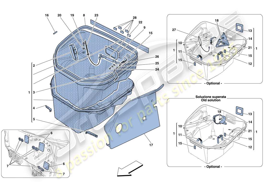 ferrari 458 spider (europe) verkleidung des frontraums teilediagramm