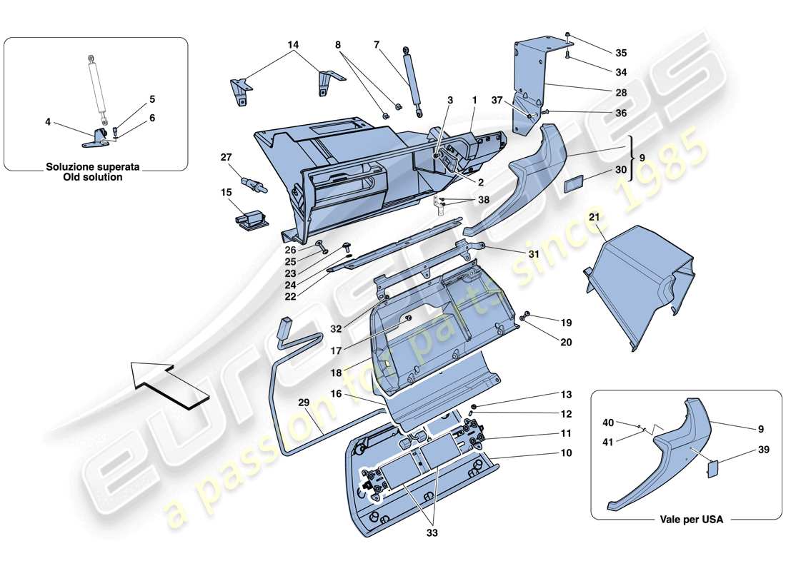 ferrari 458 italia (rhd) handschuhfach teilediagramm