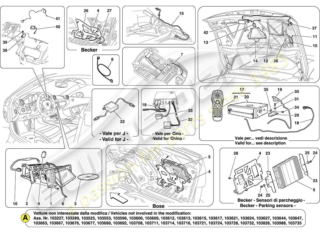 ferrari california (europe) infotainment-system teilediagramm