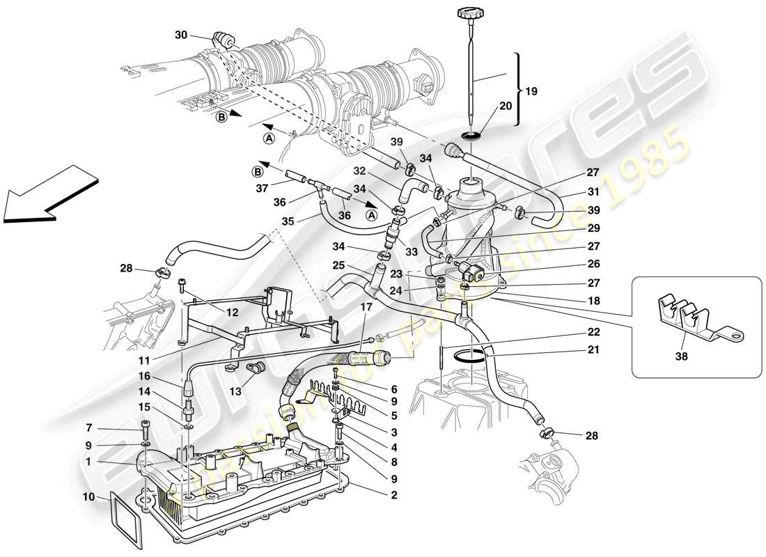 ferrari f430 scuderia spider 16m (europe) schmiersystem - tank - wärmetauscher teilediagramm