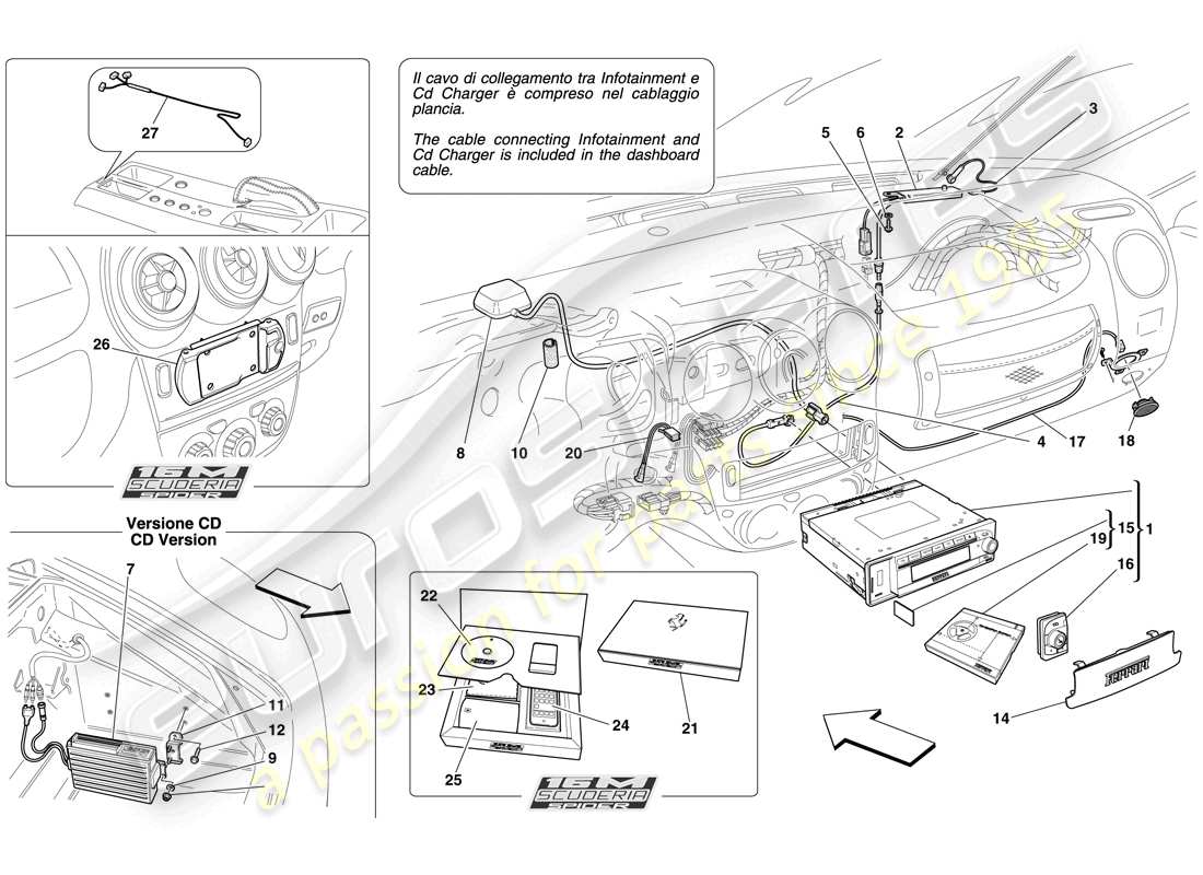 ferrari f430 scuderia spider 16m (usa) hifi-system - teilediagramm