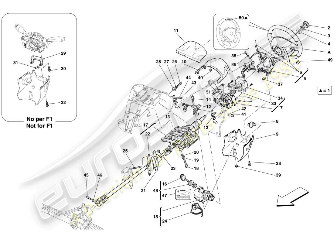 ferrari 599 gtb fiorano (rhd) lenksteuerung teilediagramm