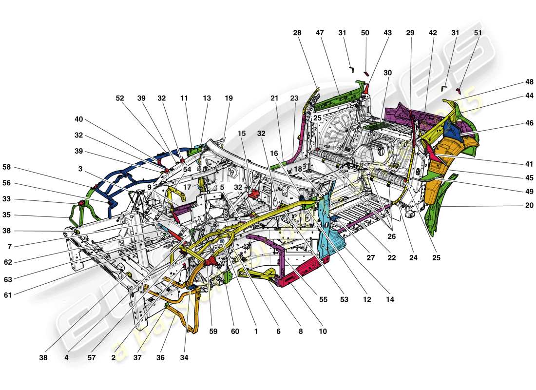 ferrari gtc4 lusso t (usa) chassis-komplettierung teilediagramm