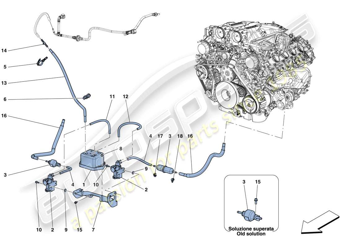 ferrari gtc4 lusso t (usa) einstellungen des turboladersystems teilediagramm