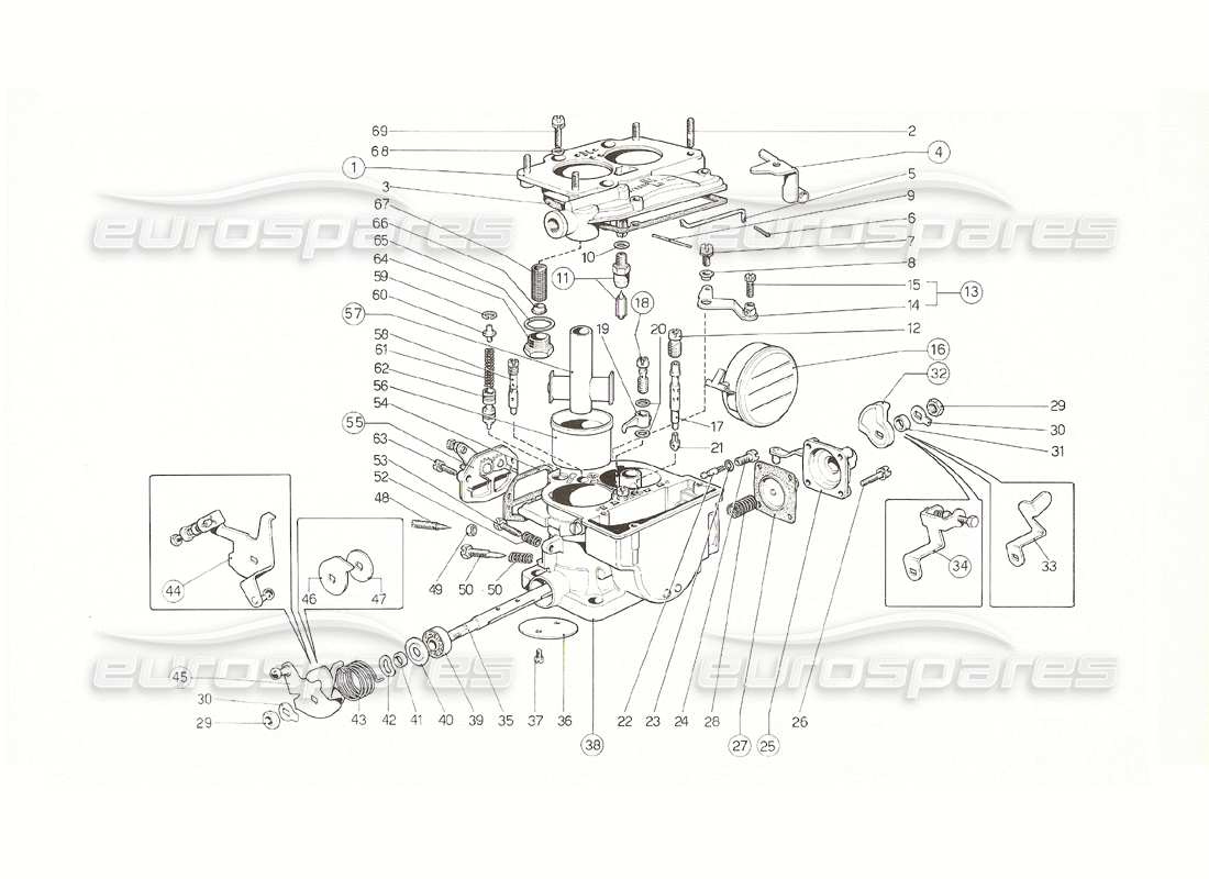 ferrari 308 gt4 dino (1976) weber 40 dcnf carbs (australian 1976 version) part diagram