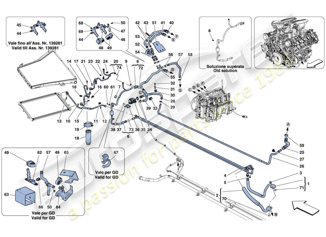 ferrari 488 spider (europe) klimaanlage - wasser und freon teilediagramm